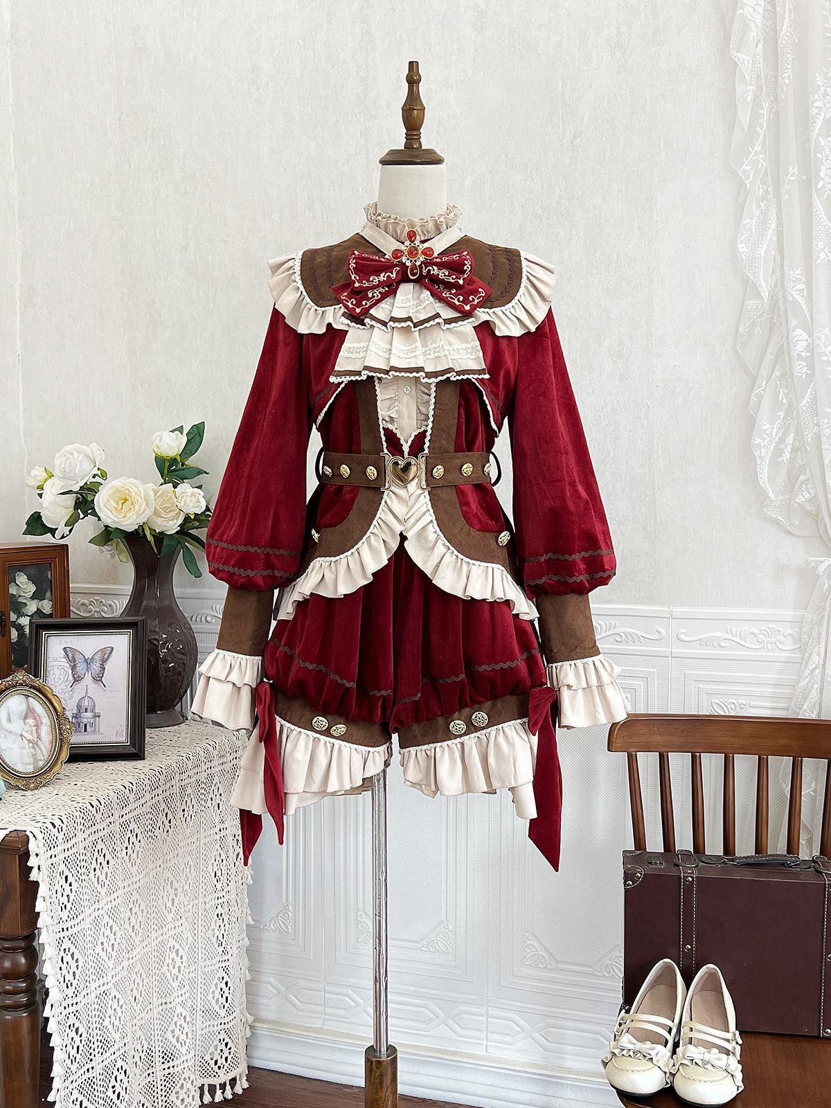Sweet Promise Red Lolita Prince Style Women's Three Piece Full Coordination Sets