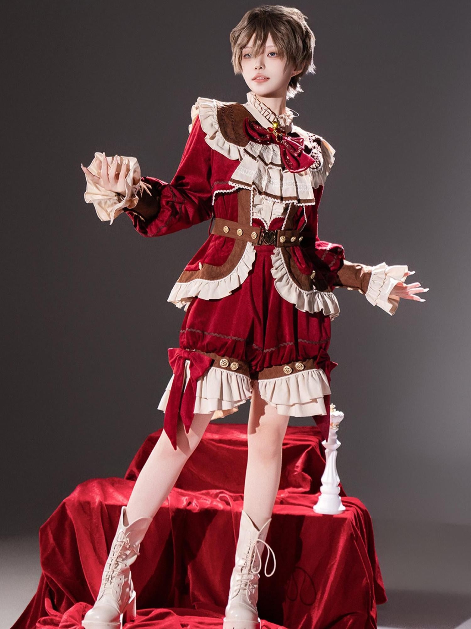 Sweet Promise Red Lolita Prince Style Women's Three Piece Full Coordination Sets