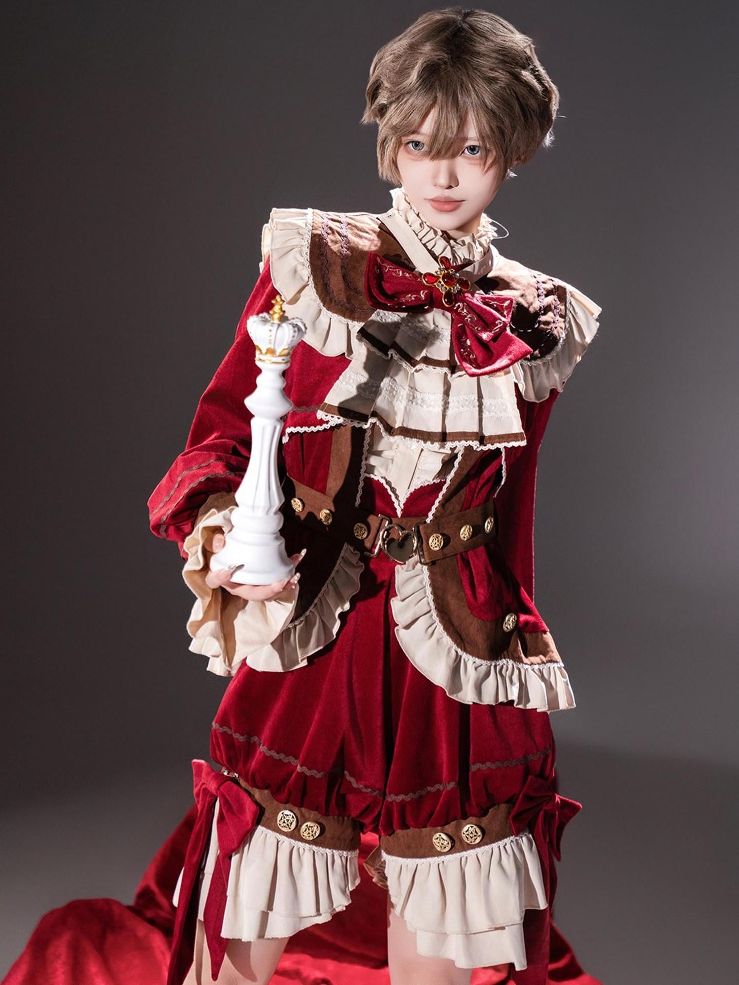 Sweet Promise Red Lolita Prince Style Women's Three Piece Full Coordination Sets
