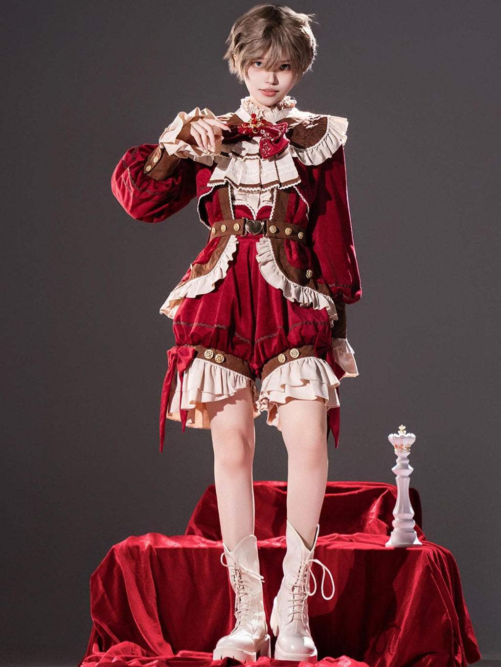 Sweet Promise Red Lolita Prince Style Women's Three Piece Full Coordination Sets