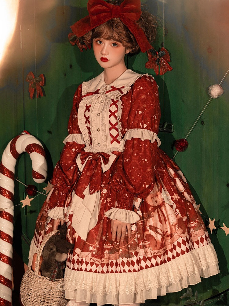 Sweet_Promise_Red_Printed_High_Waist_A_Line_Princess_Women's_Double_Crepe_Long_Sleeve_Op_662417485051_MISSTT