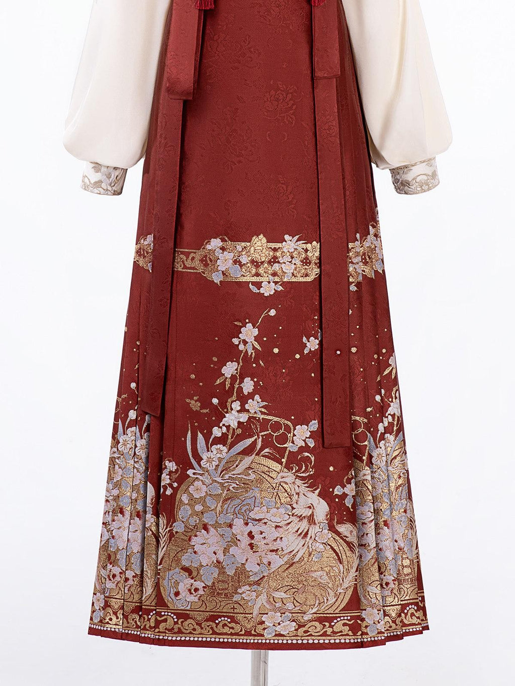Sweet Promise Red Woven Gold Heavy Embroidered Mamian Hanfu Women's Polyester Skirt Sets