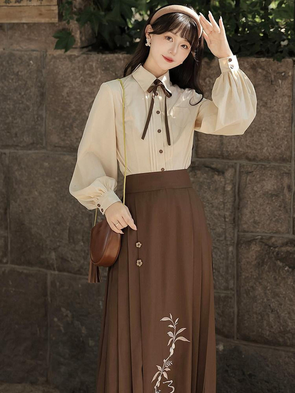 Sweet Promise Scenic Hanfu Inspired Mamian A Line Mid Waist Women's Polyester Skirt Sets