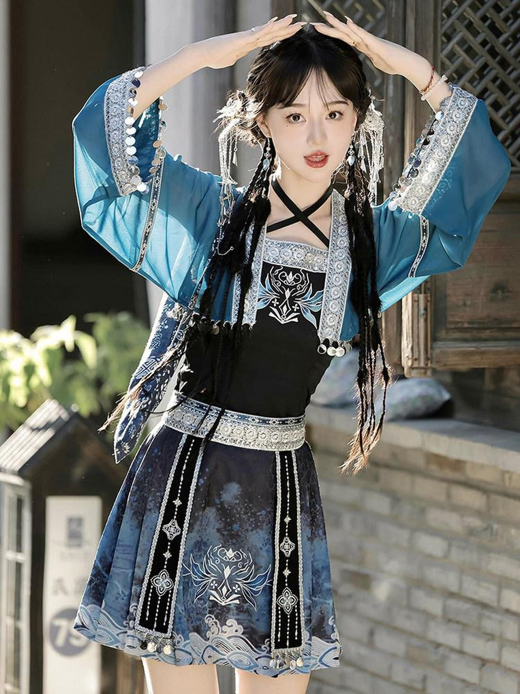 Sweet Promise Short Mamian Skirt Hanfu Ethnic Silk Road Flair Women's Polyester Skirt Sets