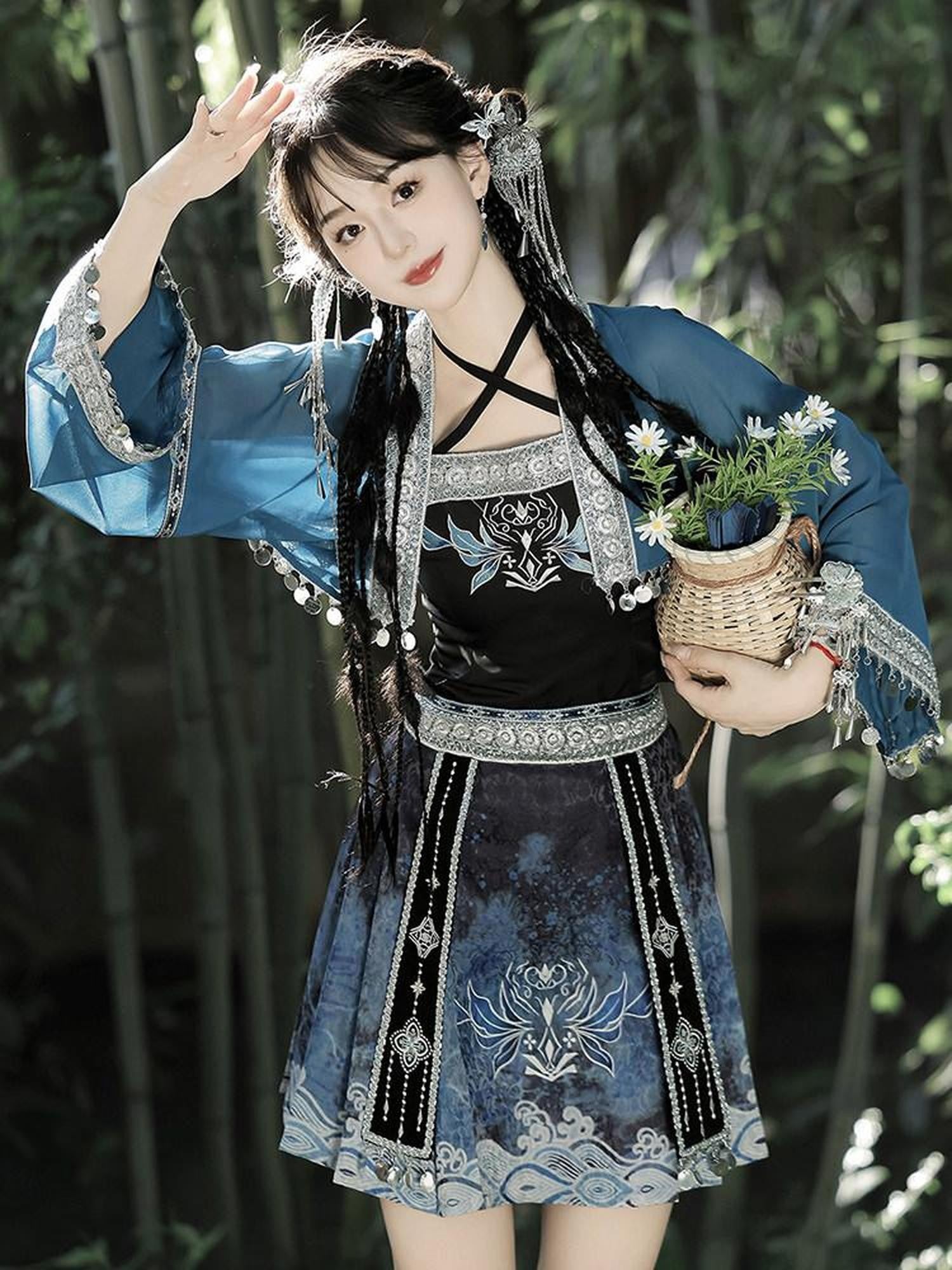 Sweet Promise Short Mamian Skirt Hanfu Ethnic Silk Road Flair Women's Polyester Skirt Sets