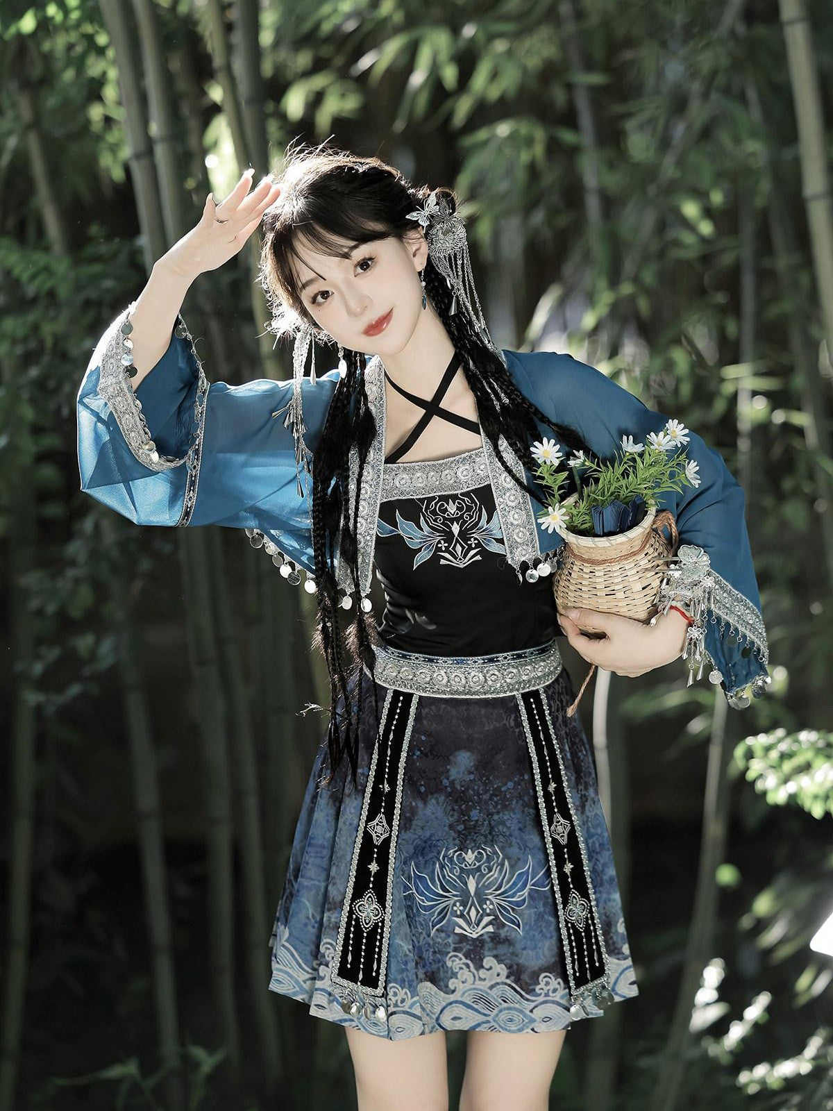 Sweet Promise Short Mamian Skirt Hanfu Ethnic Silk Road Flair Women's Polyester Skirt Sets