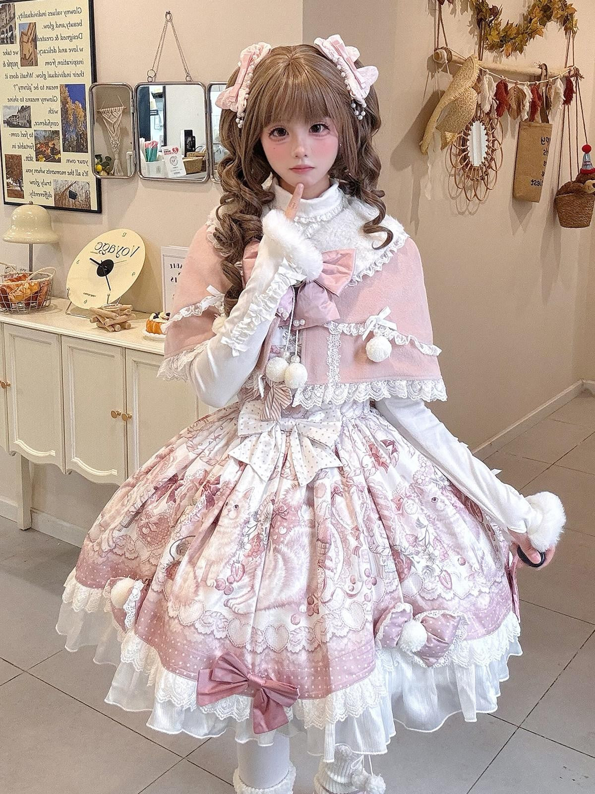 Sweet Promise Sweet Lolita Cake Skirt Doll Collar Cape Schoolgirl Women's Long Sleeve Op