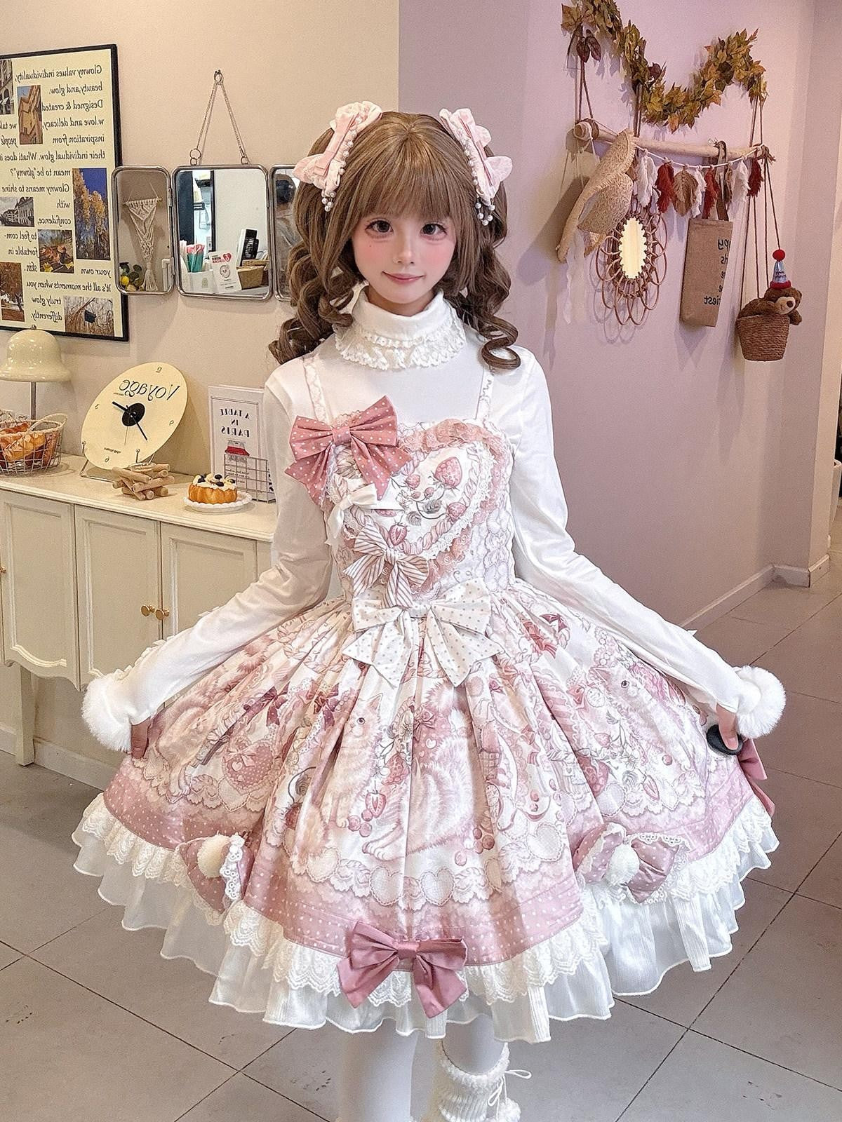 Sweet Promise Sweet Lolita Cake Skirt Doll Collar Cape Schoolgirl Women's Long Sleeve Op