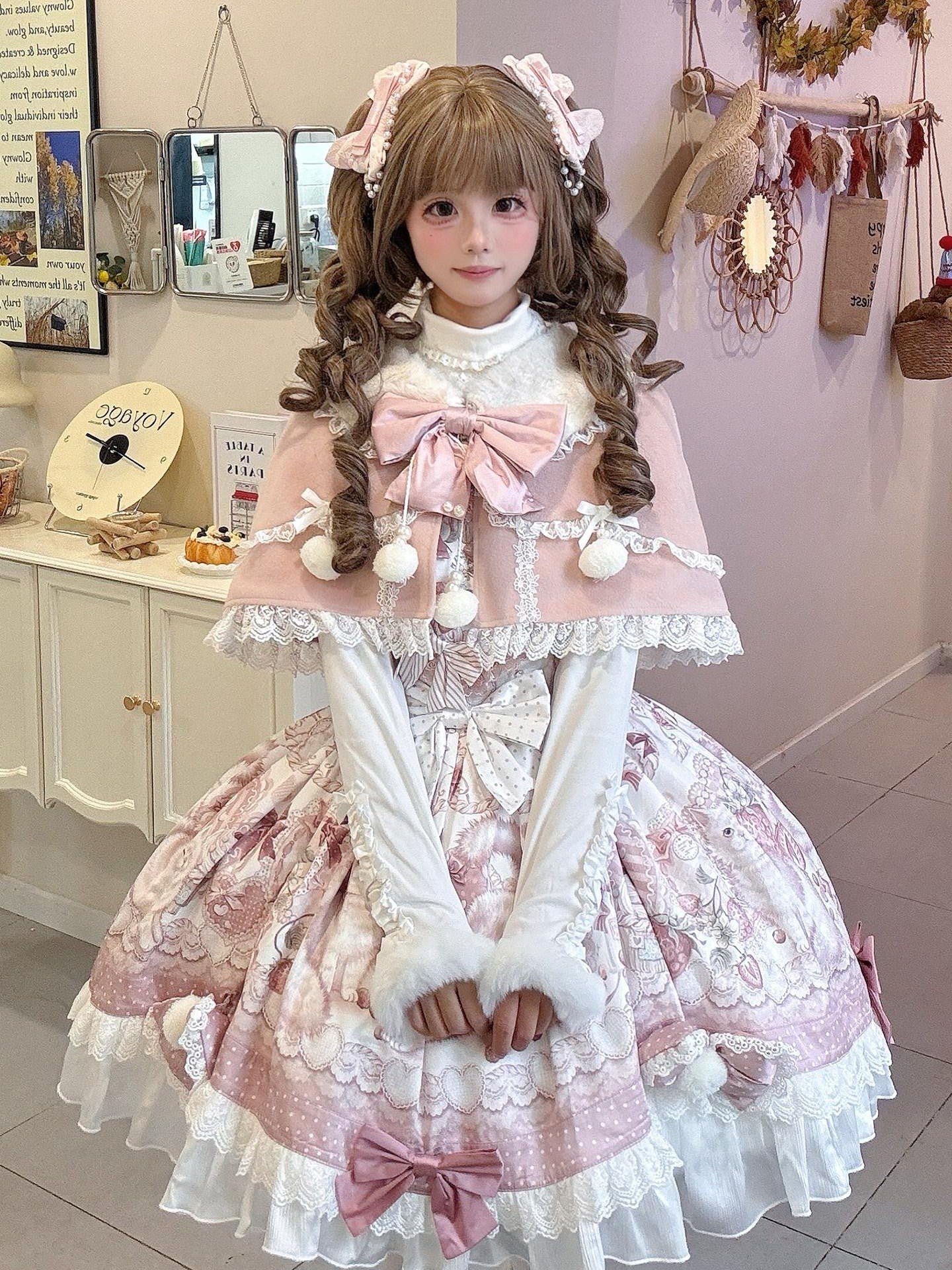 Sweet Promise Sweet Lolita Cake Skirt Doll Collar Cape Schoolgirl Women's Long Sleeve Op