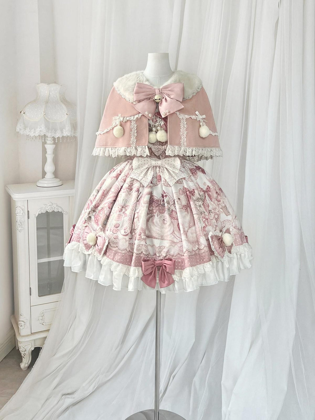 Sweet Promise Sweet Lolita Cake Skirt Doll Collar Cape Schoolgirl Women's Long Sleeve Op