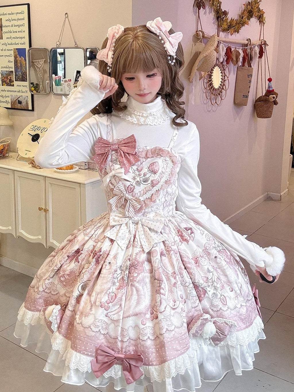 Sweet Promise Sweet Lolita Cake Skirt Doll Collar Cape Schoolgirl Women's Long Sleeve Op