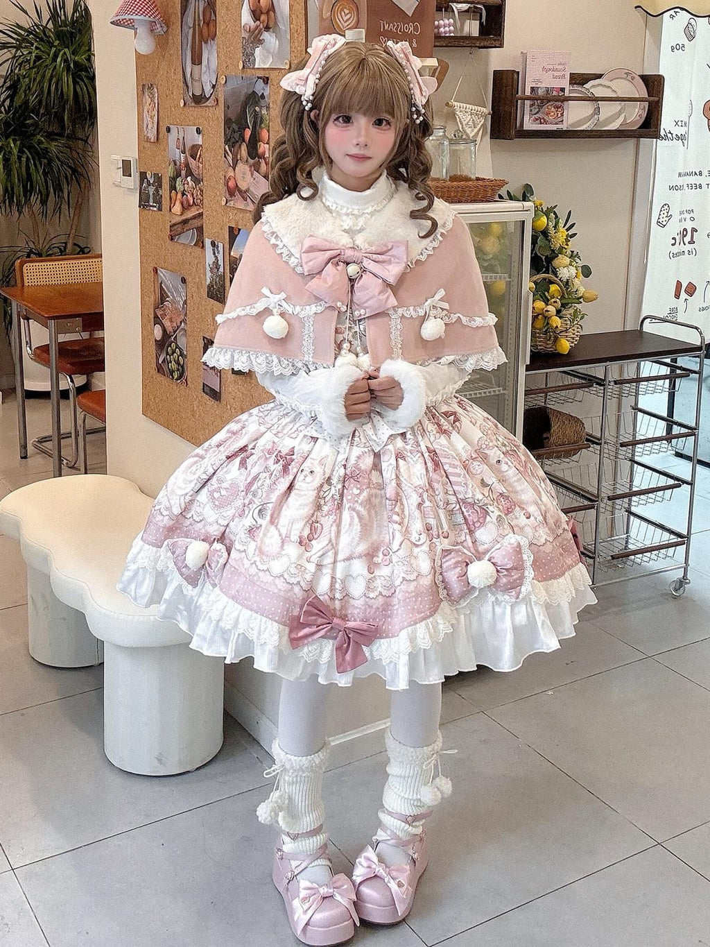 Sweet Promise Sweet Lolita Cake Skirt Doll Collar Cape Schoolgirl Women's Long Sleeve Op