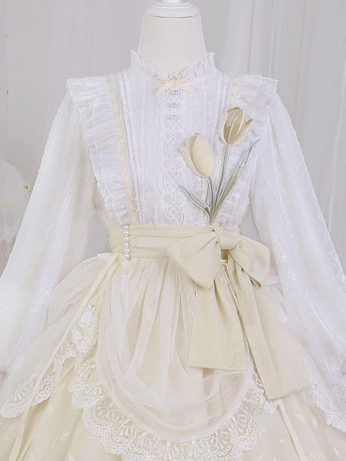 Sweet Promise Sweet Lolita Lace Stand Collar Elegant Women's Long Sleeve Op