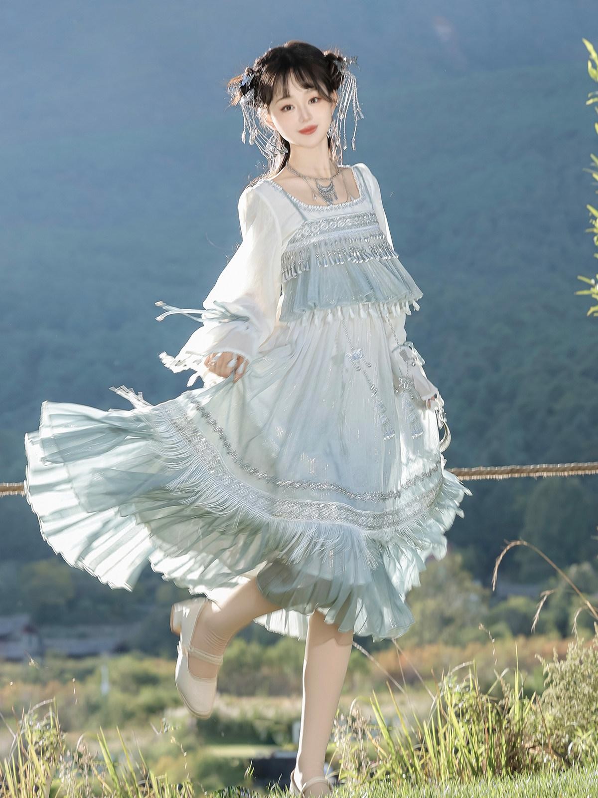 Sweet Promise Sweet Lolita Square Neck Two Piece Women's Jsk / Jumper Skirts
