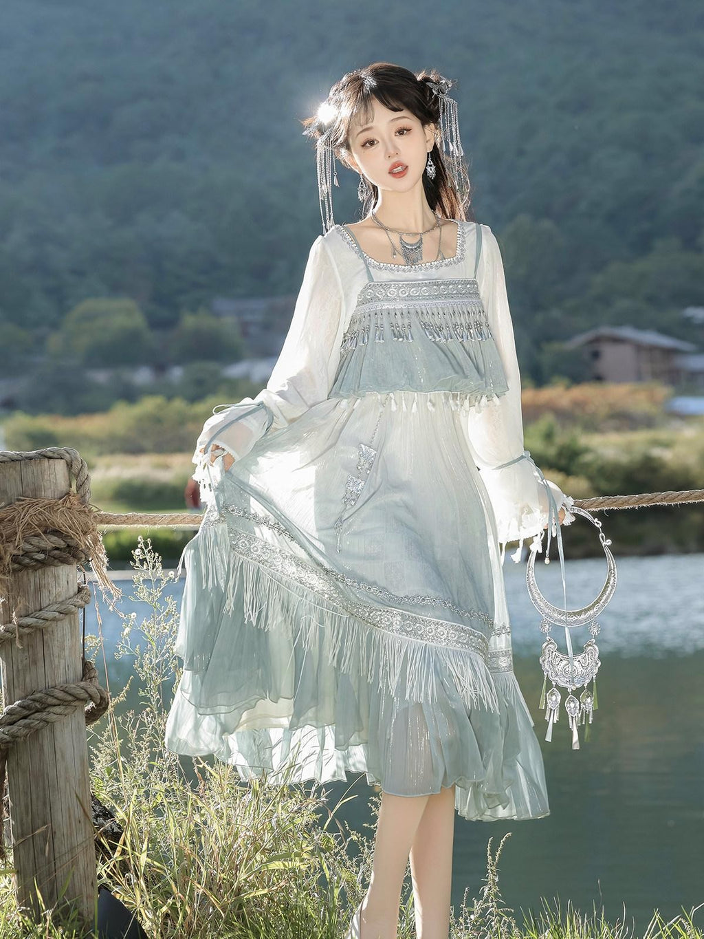 Sweet Promise Sweet Lolita Square Neck Two Piece Women's Jsk / Jumper Skirts