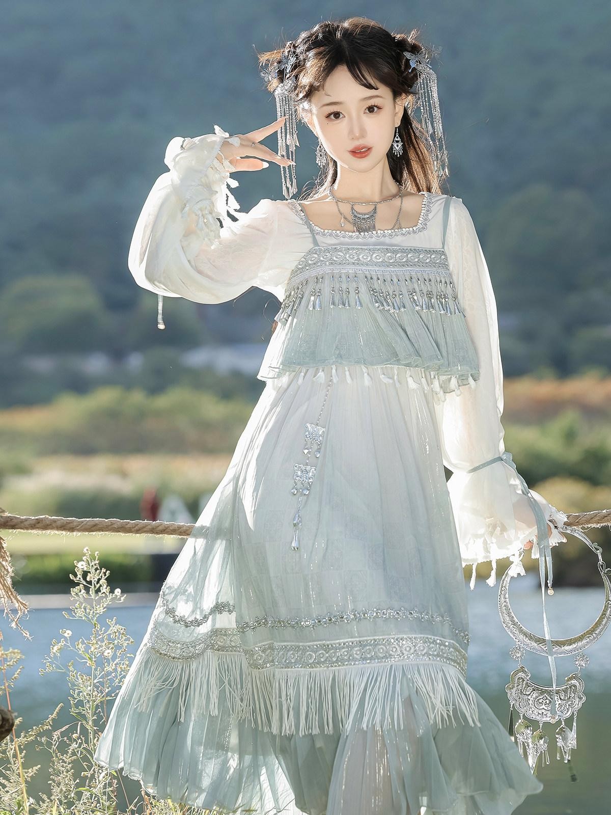 Sweet Promise Sweet Lolita Square Neck Two Piece Women's Jsk / Jumper Skirts