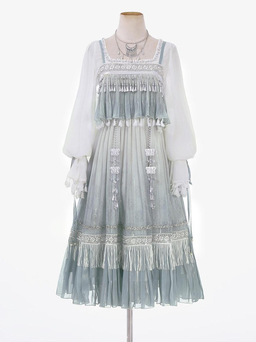 Sweet Promise Sweet Lolita Square Neck Two Piece Women's Jsk / Jumper Skirts