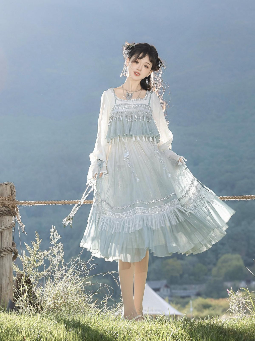 Sweet Promise Sweet Lolita Square Neck Two Piece Women's Jsk / Jumper Skirts