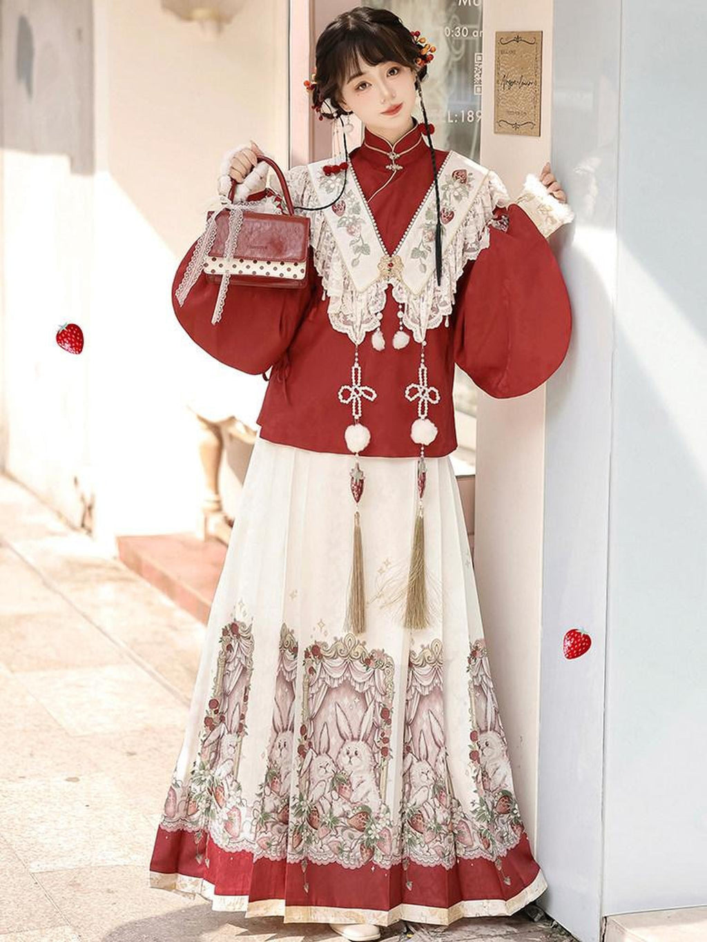 Sweet Promise Traditional Hanfu Chinese Mamian Women's Polyester Skirt Sets