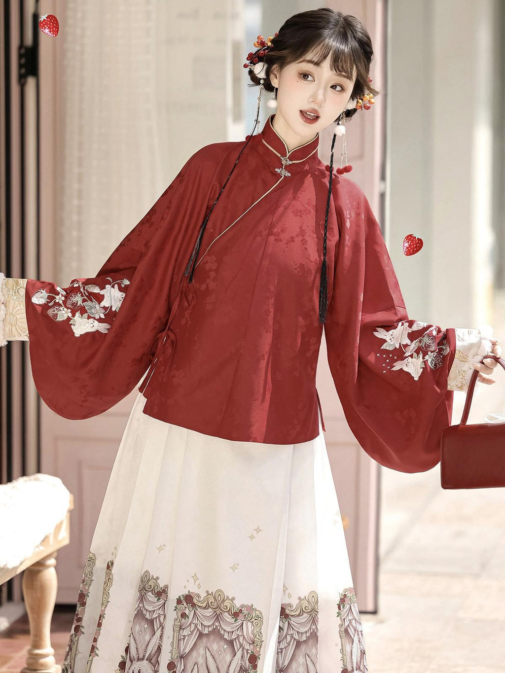 Sweet Promise Traditional Hanfu Chinese Mamian Women's Polyester Skirt Sets