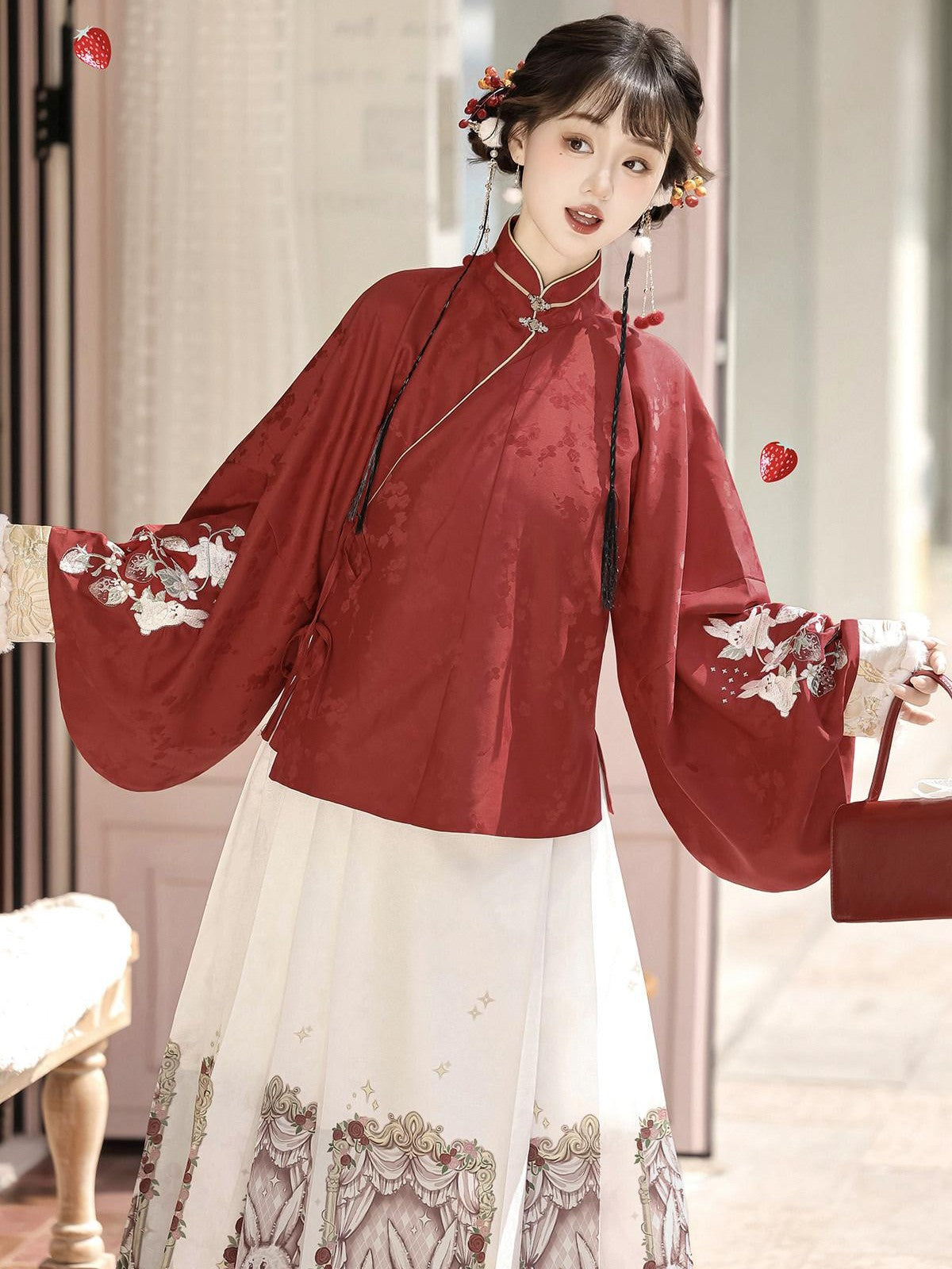 Sweet Promise Traditional Hanfu Chinese Mamian Women's Polyester Skirt Sets