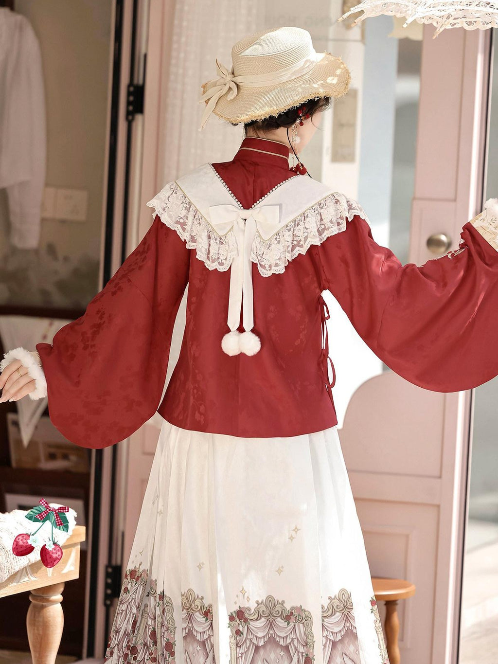 Sweet Promise Traditional Hanfu Chinese Mamian Women's Polyester Skirt Sets