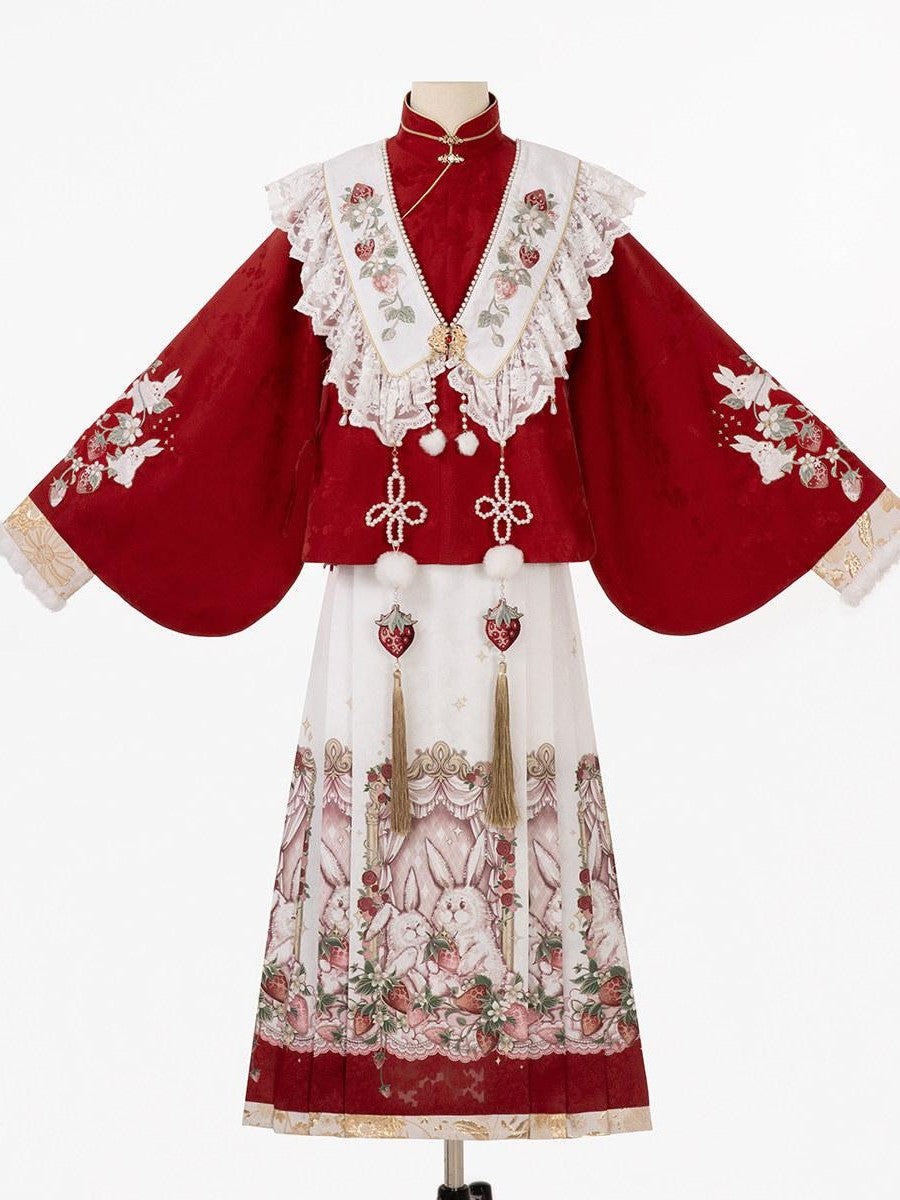 Sweet Promise Traditional Hanfu Chinese Mamian Women's Polyester Skirt Sets