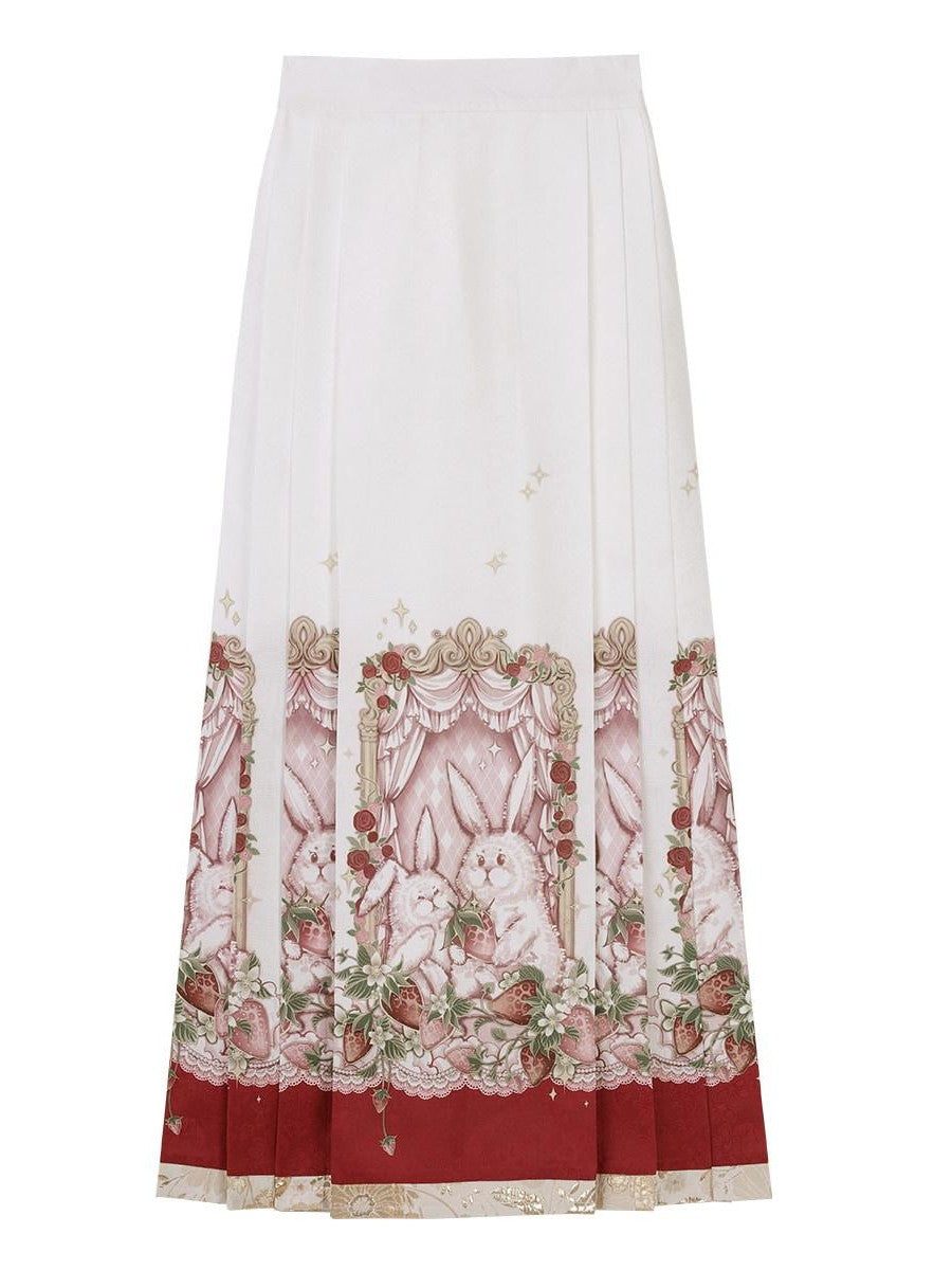 Sweet Promise Traditional Hanfu Chinese Mamian Women's Polyester Skirt Sets