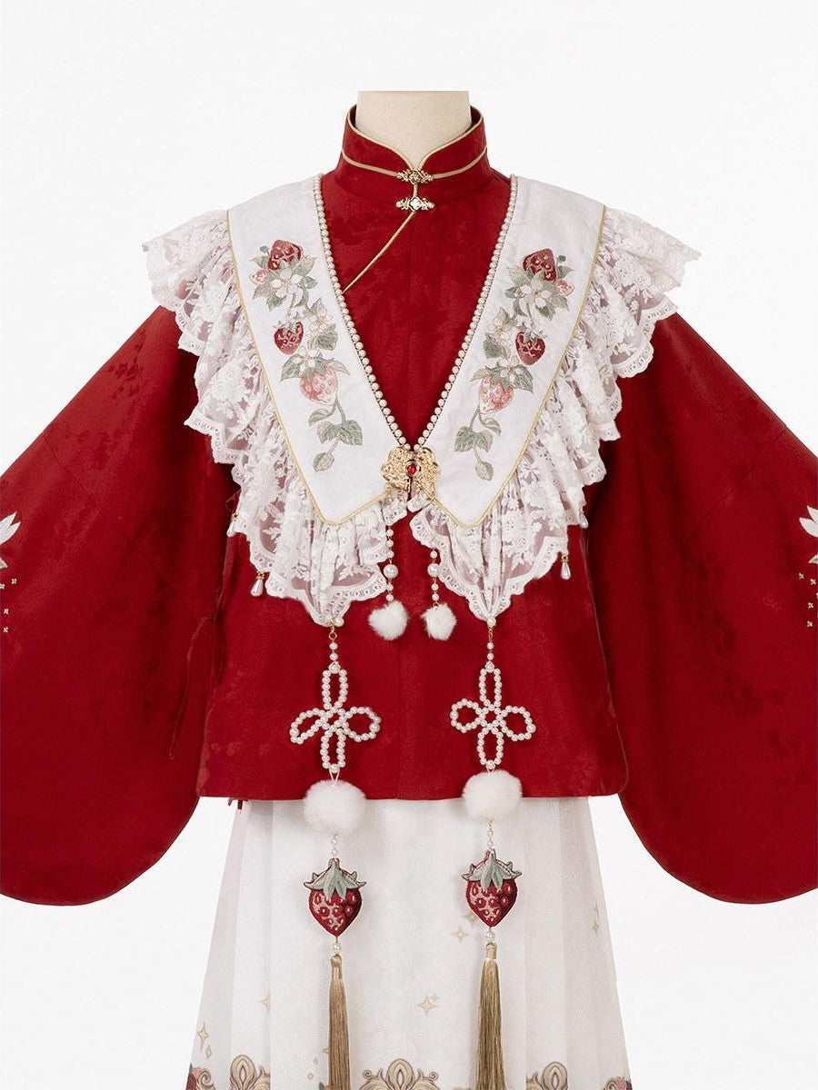 Sweet Promise Traditional Hanfu Chinese Mamian Women's Polyester Skirt Sets