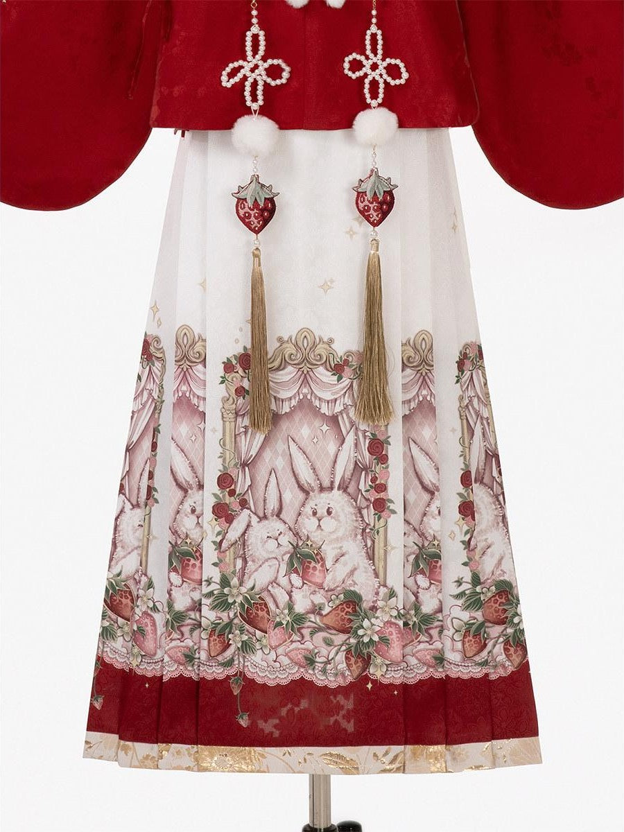 Sweet Promise Traditional Hanfu Chinese Mamian Women's Polyester Skirt Sets