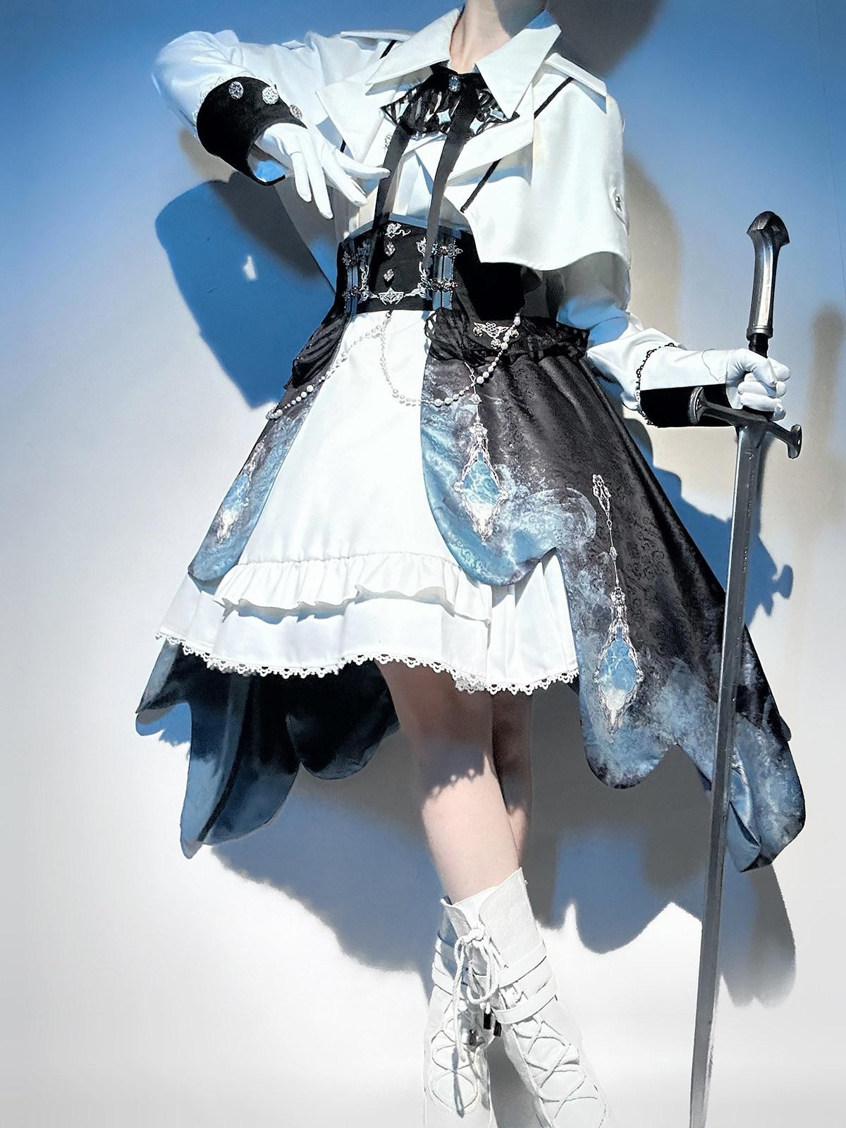 Sweet Promise Victorian Gothic Lolita Aline Lapel Collar Women's Long Sleeve Op