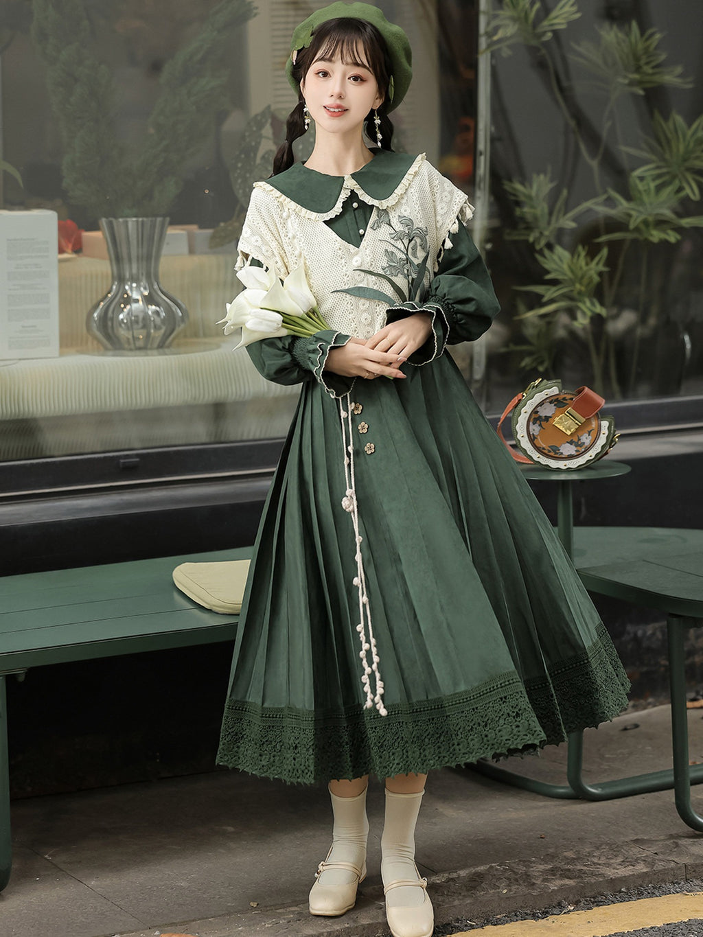 Sweet_Promise_Vintage_Green_Lolita_Doll_Collar_A_Line_Two_Piece_Vest_Women's_Long_Sleeve_Op_984860483522_MISSTT