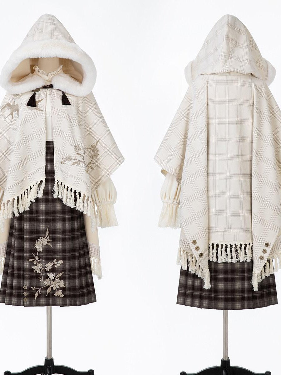 Sweet Promise Vintage Hanfu Chinese Style Cape And Half Skirt Women's Polyester Skirt Sets