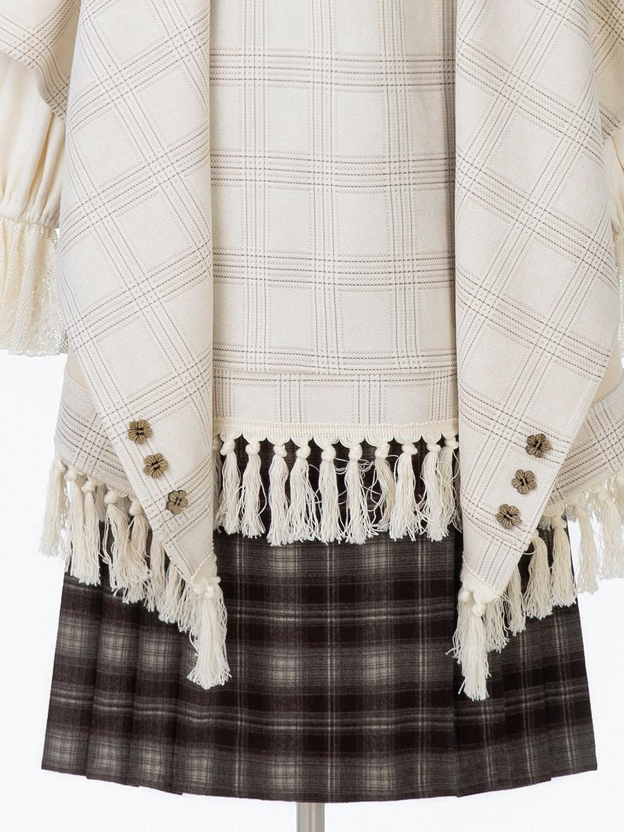 Sweet Promise Vintage Hanfu Chinese Style Cape And Half Skirt Women's Polyester Skirt Sets