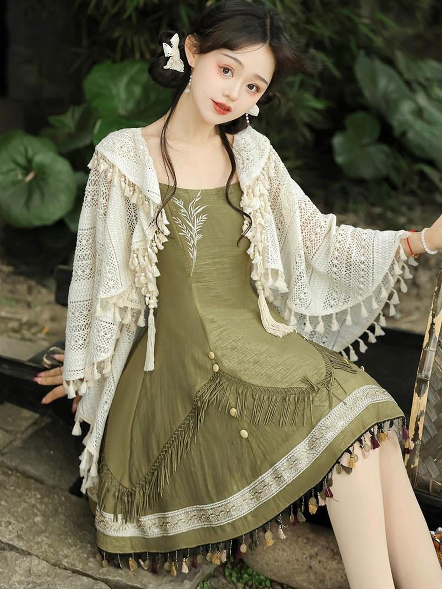 Sweet Promise Vintage Hanfu Sleeveless A Line Women's Polyester Jsk / Jumper Skirts