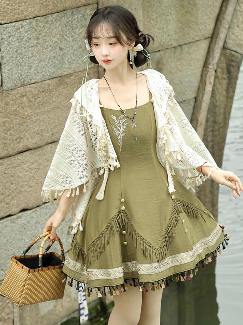Sweet Promise Vintage Hanfu Sleeveless A Line Women's Polyester Jsk / Jumper Skirts