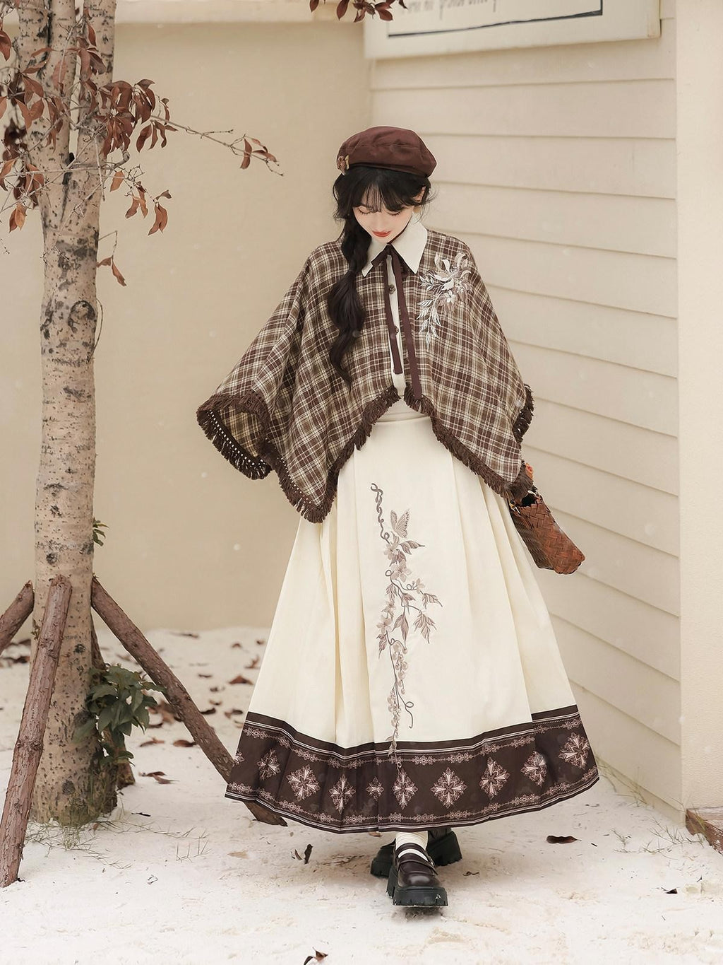 Sweet Promise Vintage Lolita Schoolgirl Shirt Collar Circle Skirt Women's Skirt Sets