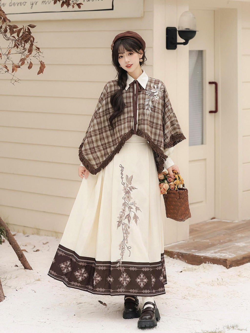 Sweet Promise Vintage Lolita Schoolgirl Shirt Collar Circle Skirt Women's Skirt Sets