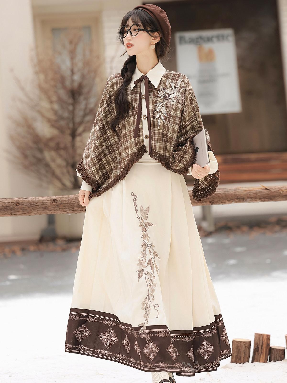 Sweet Promise Vintage Lolita Schoolgirl Shirt Collar Circle Skirt Women's Skirt Sets