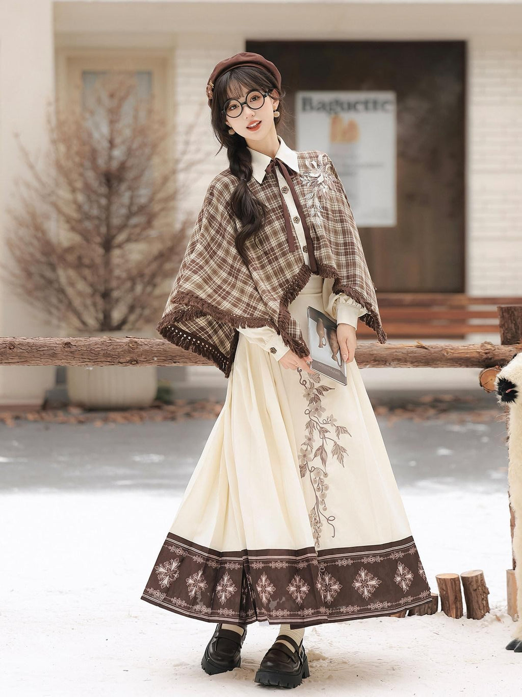 Sweet Promise Vintage Lolita Schoolgirl Shirt Collar Circle Skirt Women's Skirt Sets