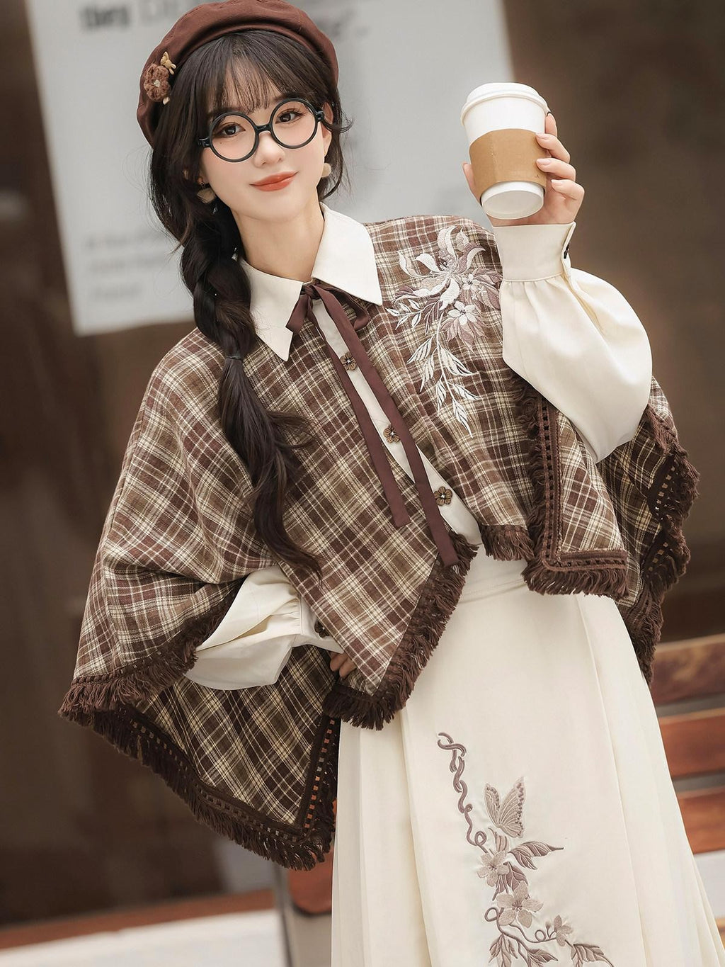 Sweet Promise Vintage Lolita Schoolgirl Shirt Collar Circle Skirt Women's Skirt Sets