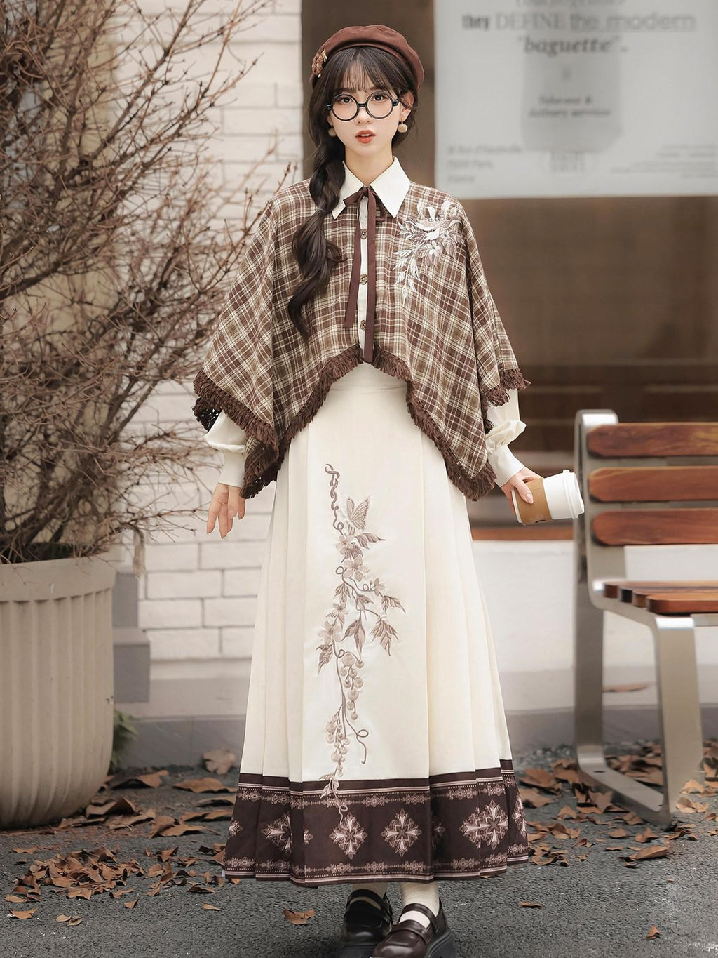 Sweet Promise Vintage Lolita Schoolgirl Shirt Collar Circle Skirt Women's Skirt Sets