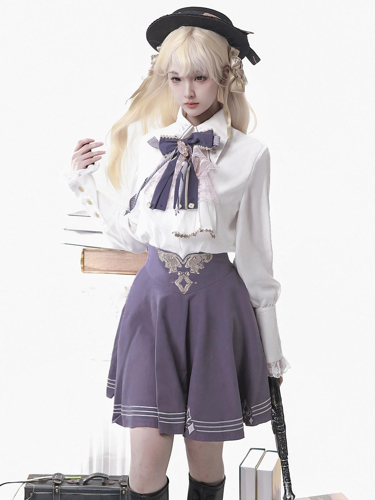 Sweet Promise Violet Gothic Lolita Academic Top Skirt Cloak Women's Skirt Sets
