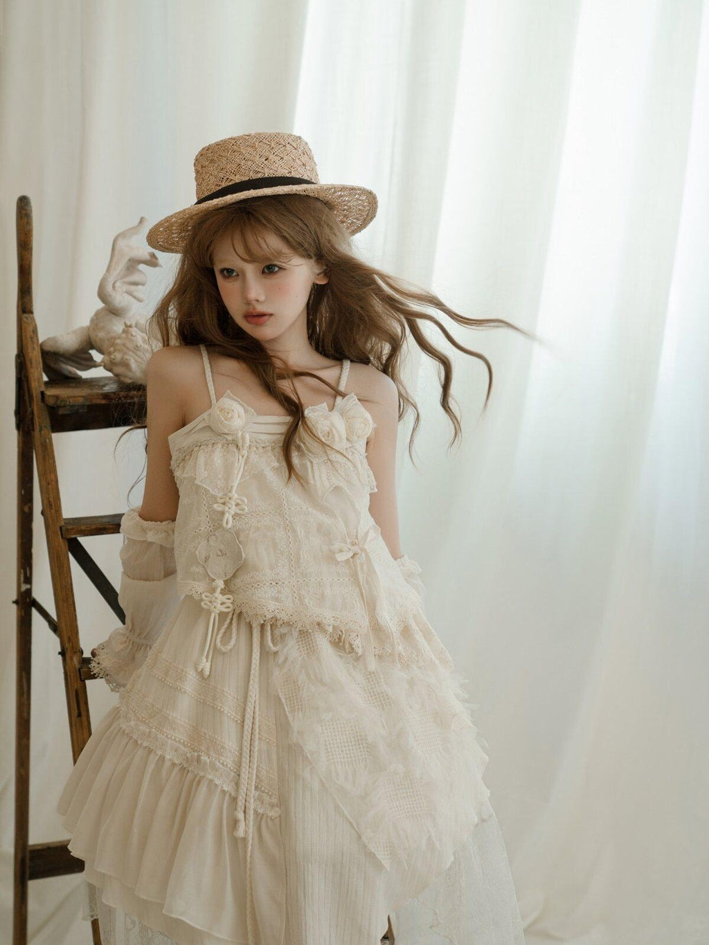 Sweet Promise Wabi Sabi Asymmetrical Lolita Strappy Arm Sleeves Women's Jsk / Jumper Skirts