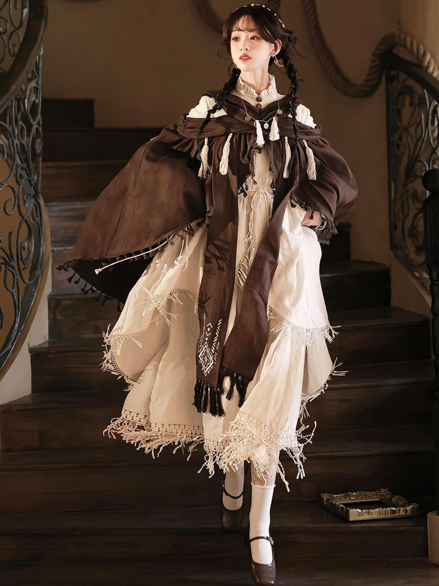Sweet Promise Wasteland Lolita Gothic Three Piece A Line Stand Collar Women's Op Sets