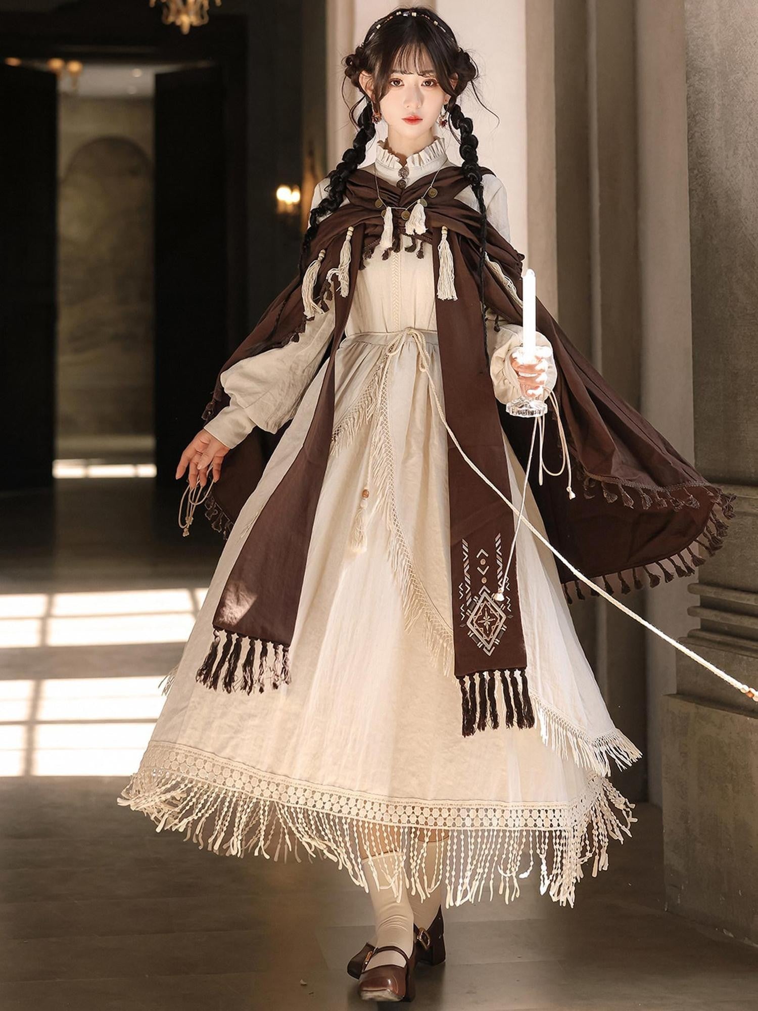 Sweet Promise Wasteland Lolita Gothic Three Piece A Line Stand Collar Women's Op Sets
