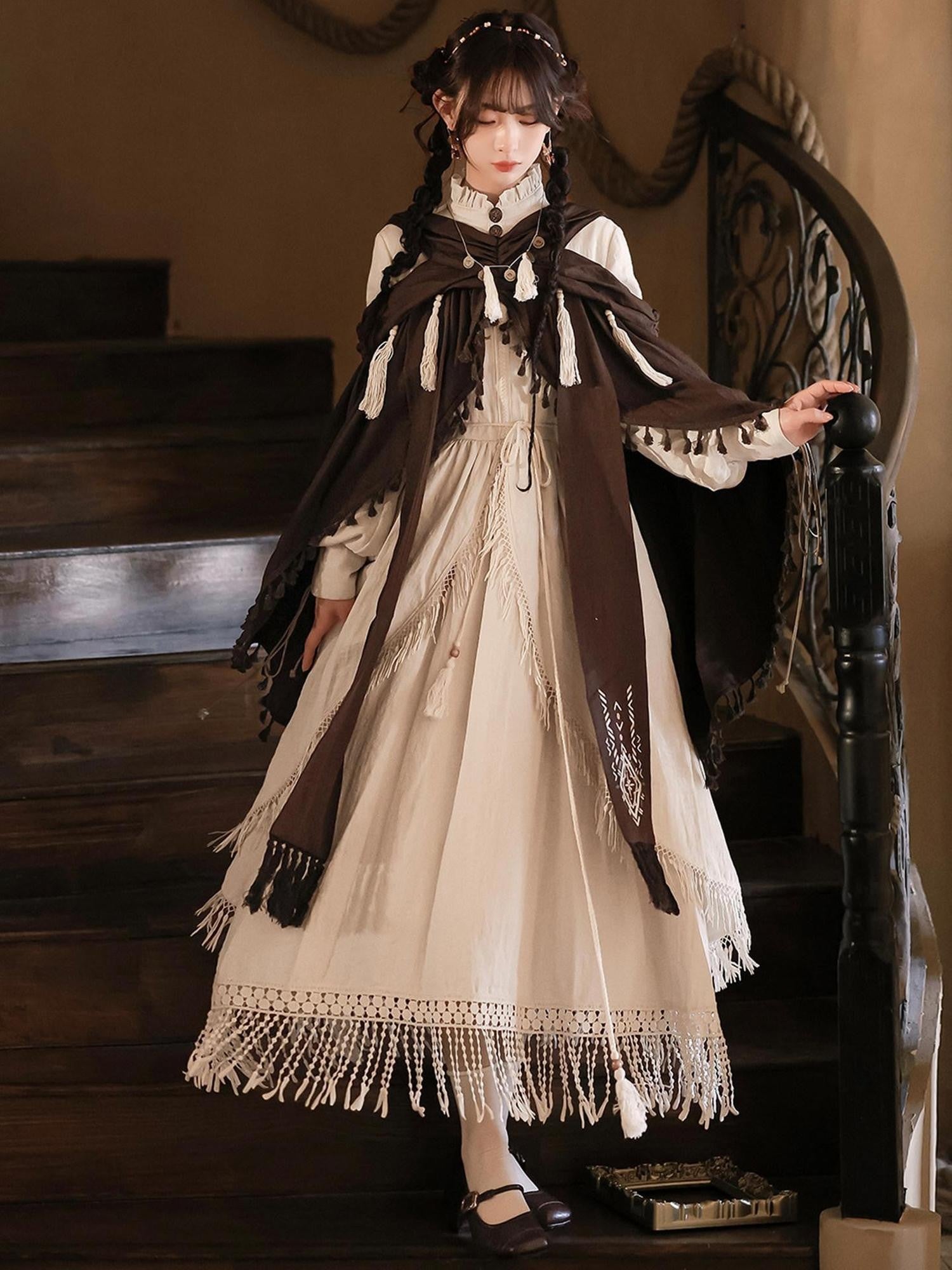Sweet Promise Wasteland Lolita Gothic Three Piece A Line Stand Collar Women's Op Sets