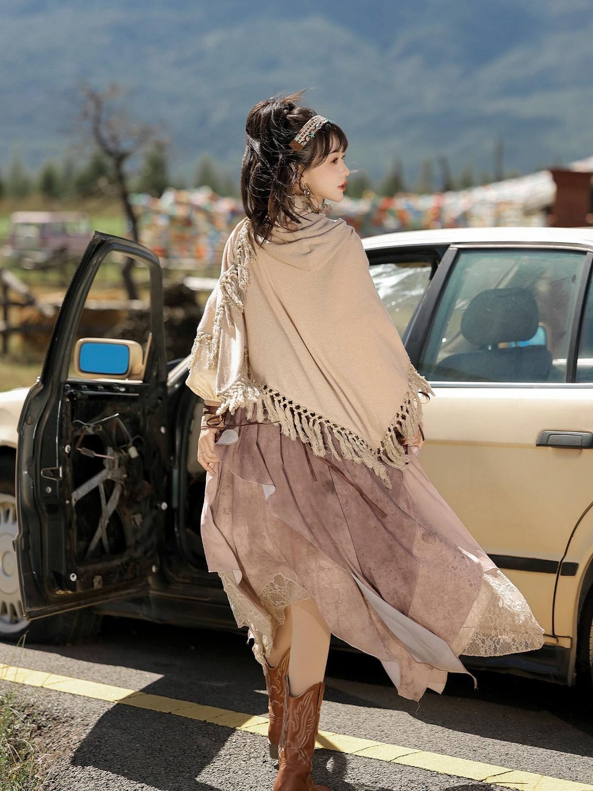 Sweet Promise Wasteland Nomad Lolita Vintage Full Skirt Round Neck Women's Long Sleeve Op