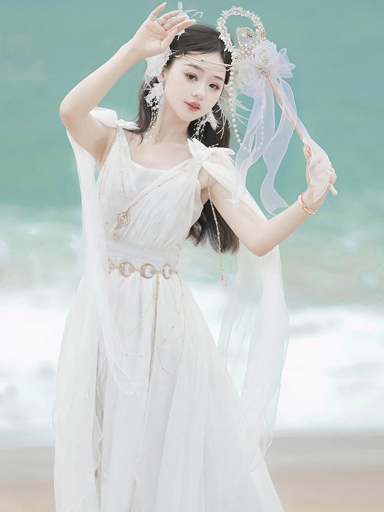 Sweet Promise White Ribbon High Waist U Neck Lolita Women's Polyester Jsk / Jumper Skirts