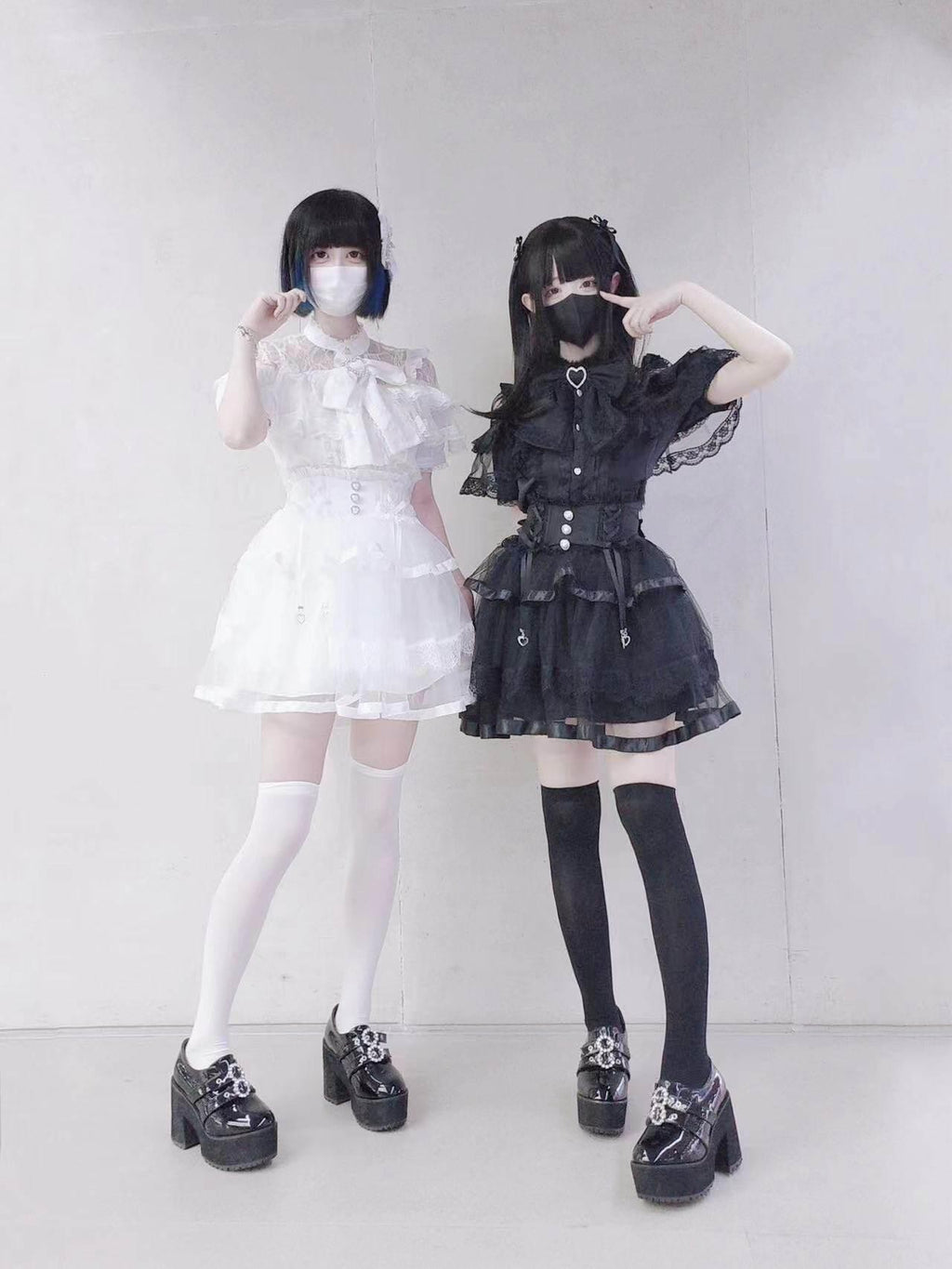Virtual Paradise Ballet Bow Lace Tulle Fishbone High Waist Women's Tencel Skirts